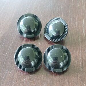 4/$20 Mid Century Black Plastic Shank Buttons Domed Textured Round 7/8" Set/ 4